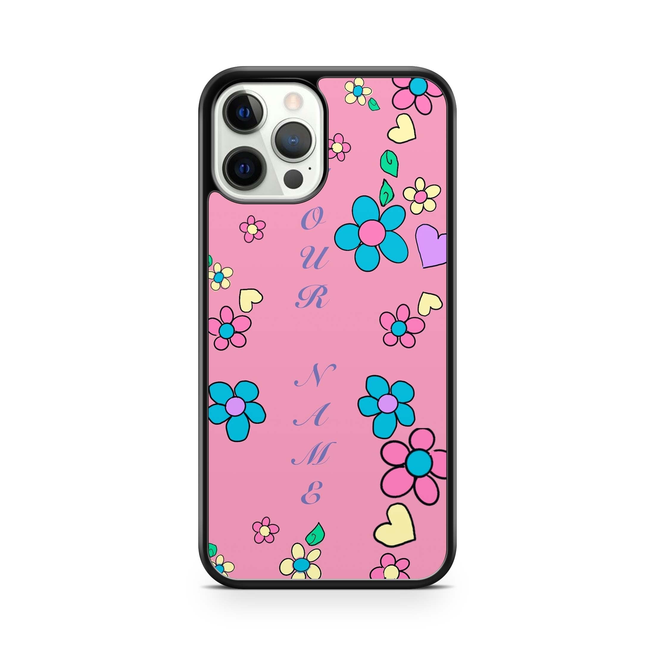 Floral Daisy Print Custom Name Phone Case