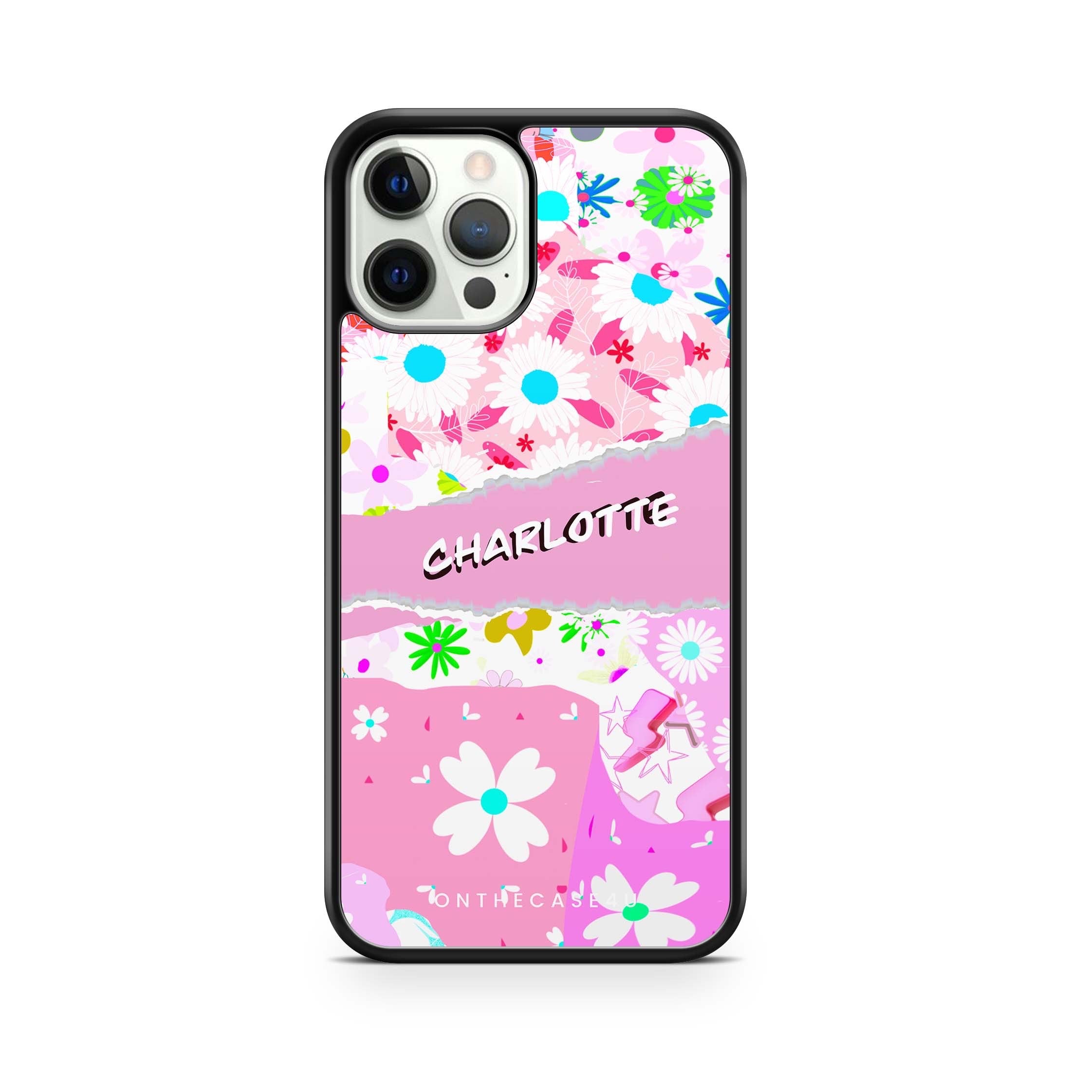 Pink Flower Mash Up Name Phone Case