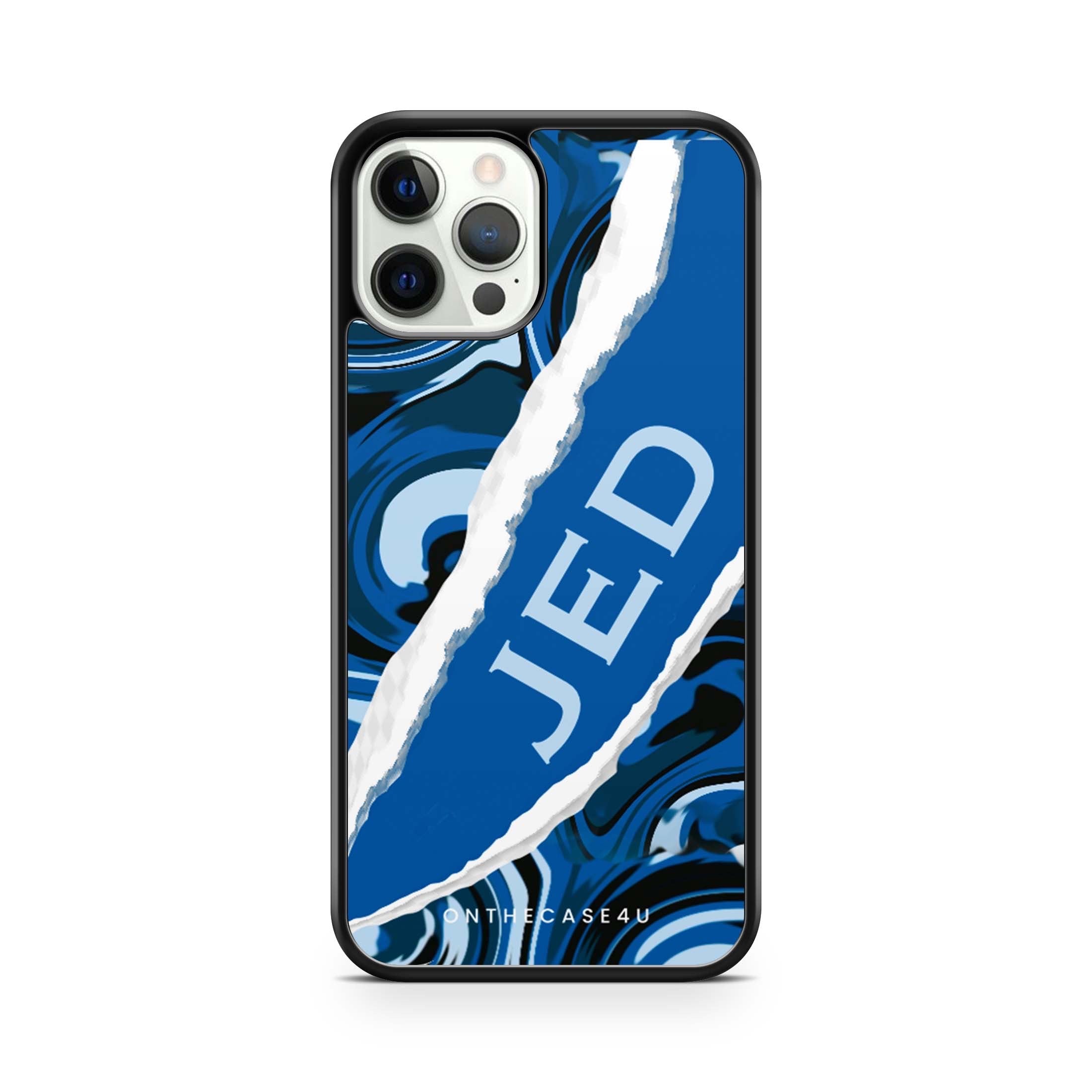 Blue Camouflage Ripped Name Phone Case