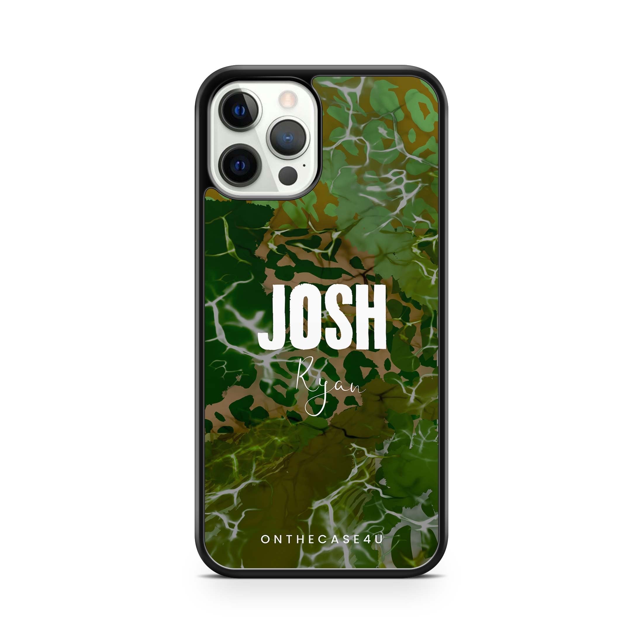 Green Patterned Custom Name Phone Case