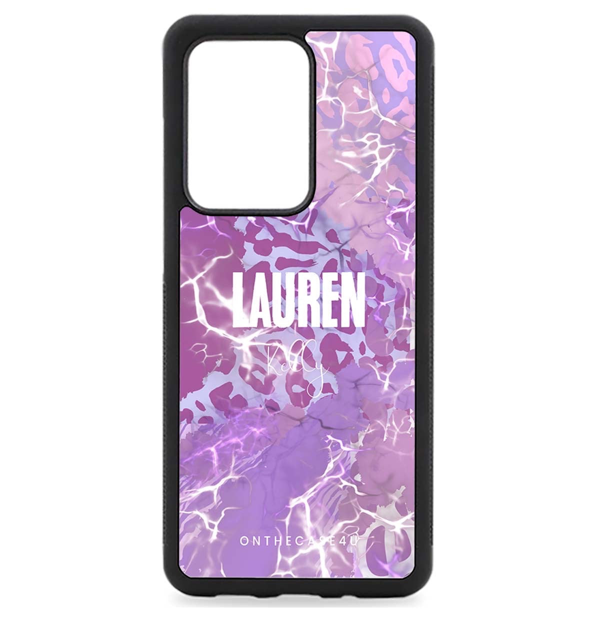 Purple Patterned Print Custom Name Samsung Phone Case