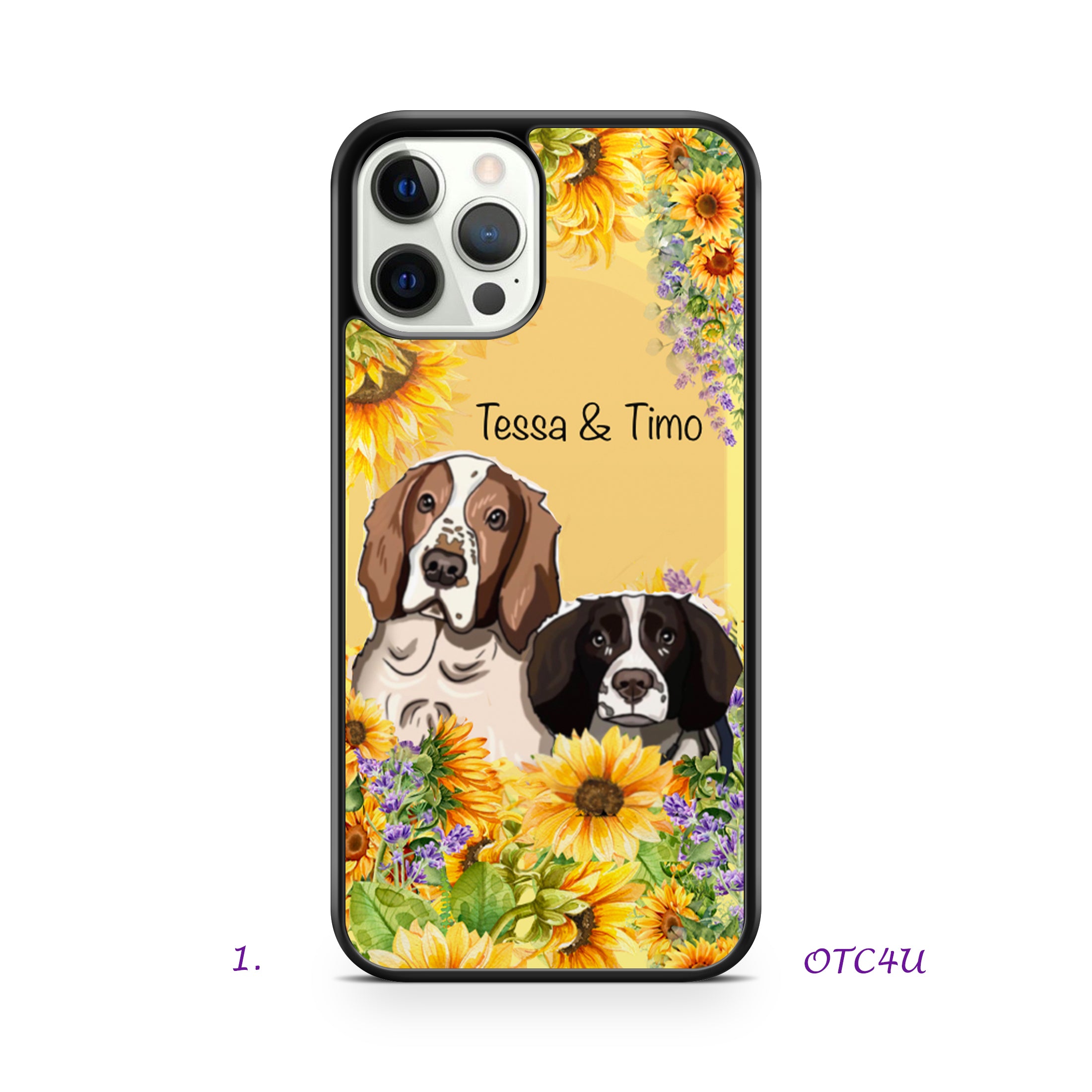 Samsung Phone Case With Custom Pet Portrait and Flowers