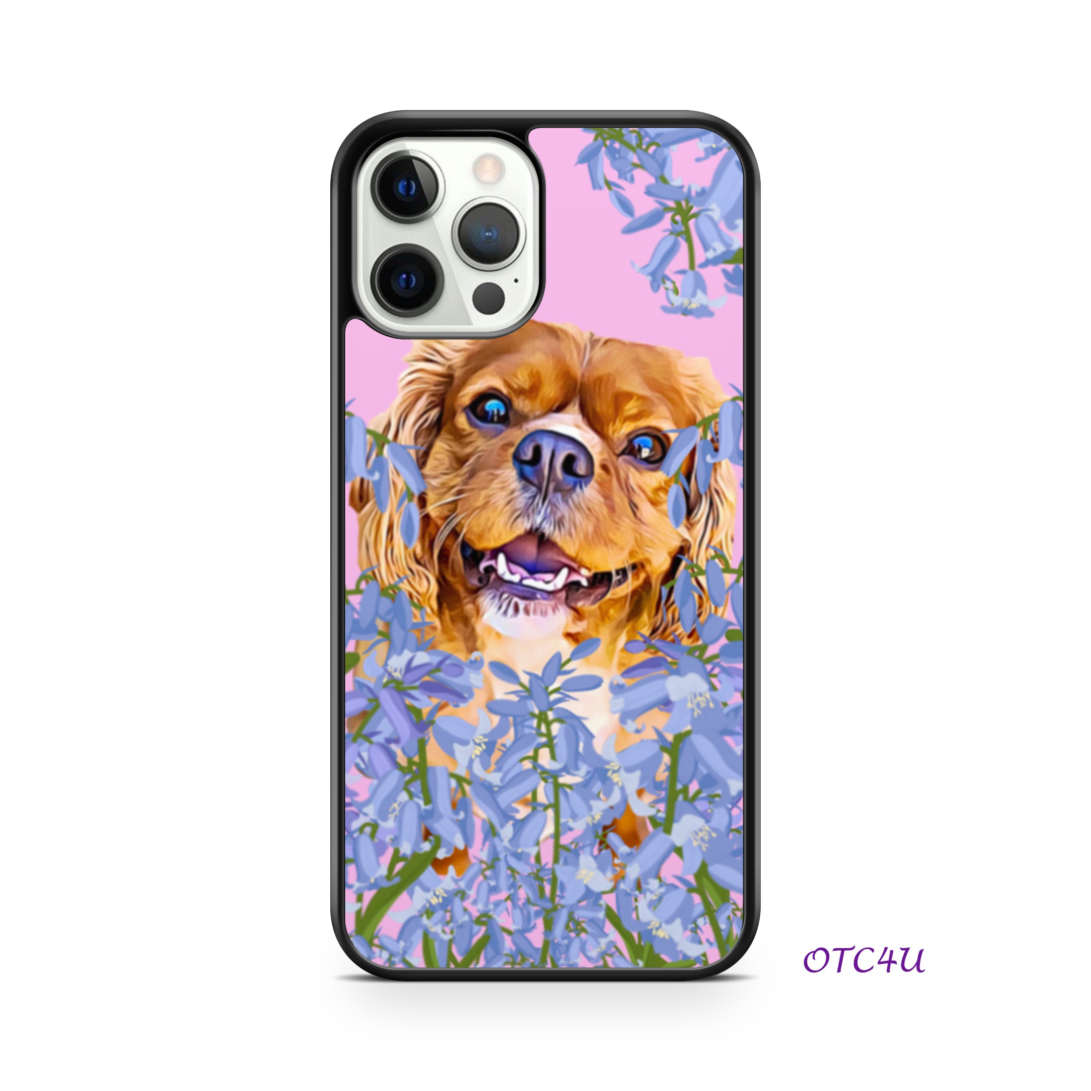 Samsung Phone Case With Custom Pet Portrait and Flowers