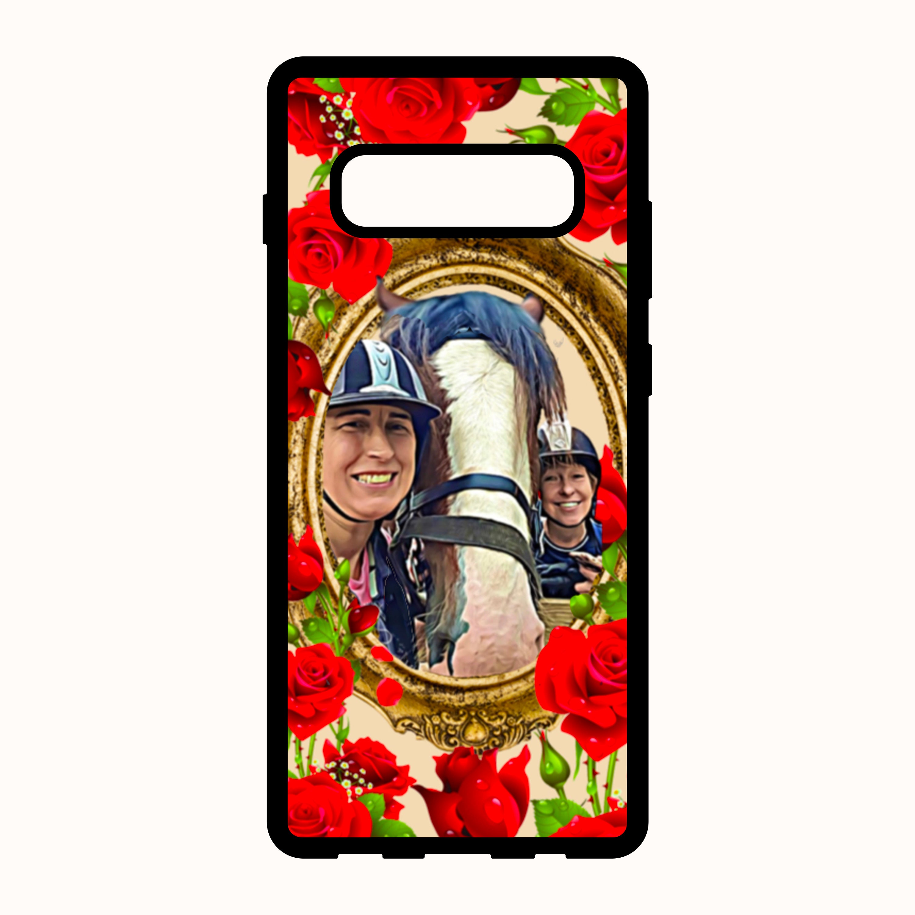 Samsung Phone Case With Custom Pet Portrait and Flowers