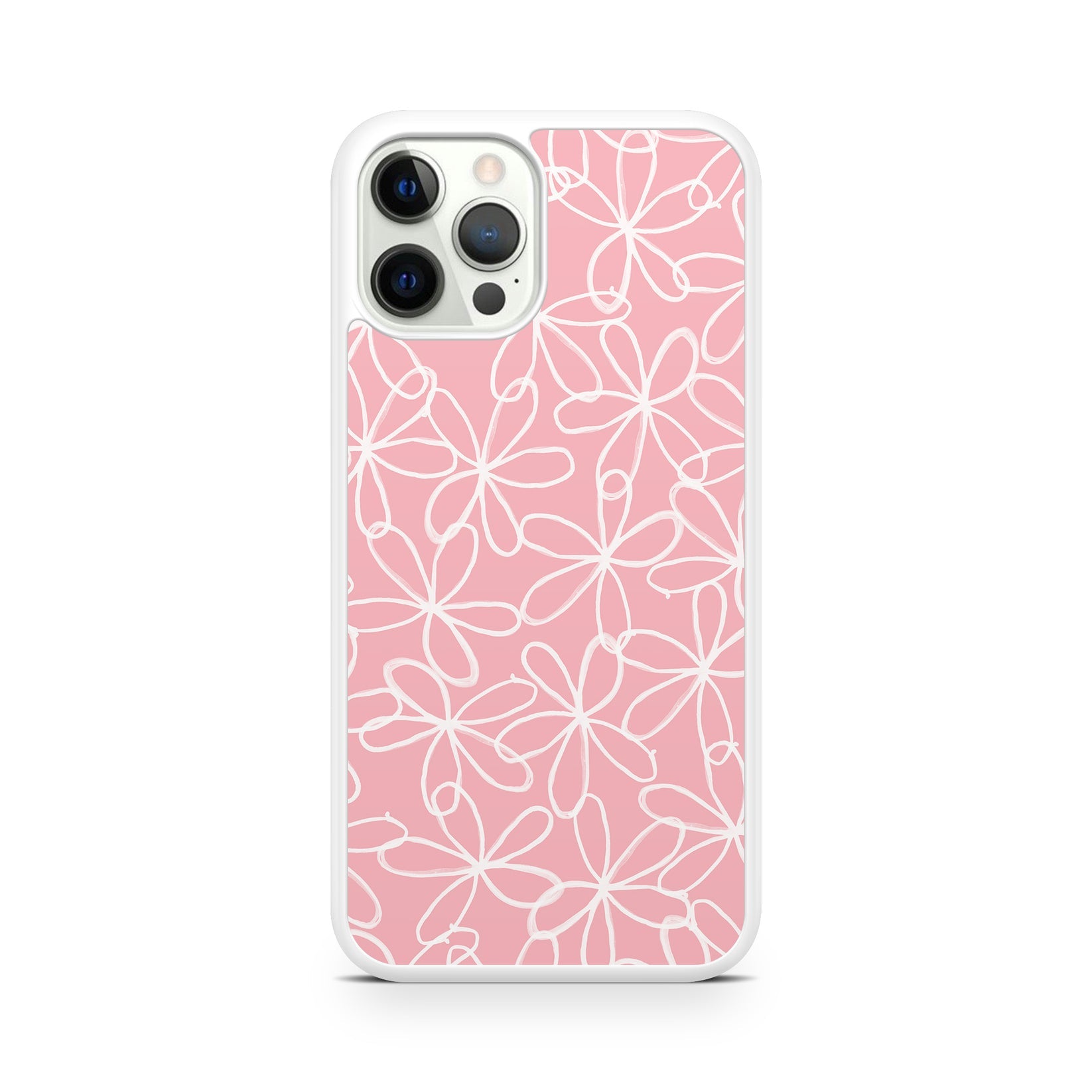 Pink doodle flowery print phone case for iPhone