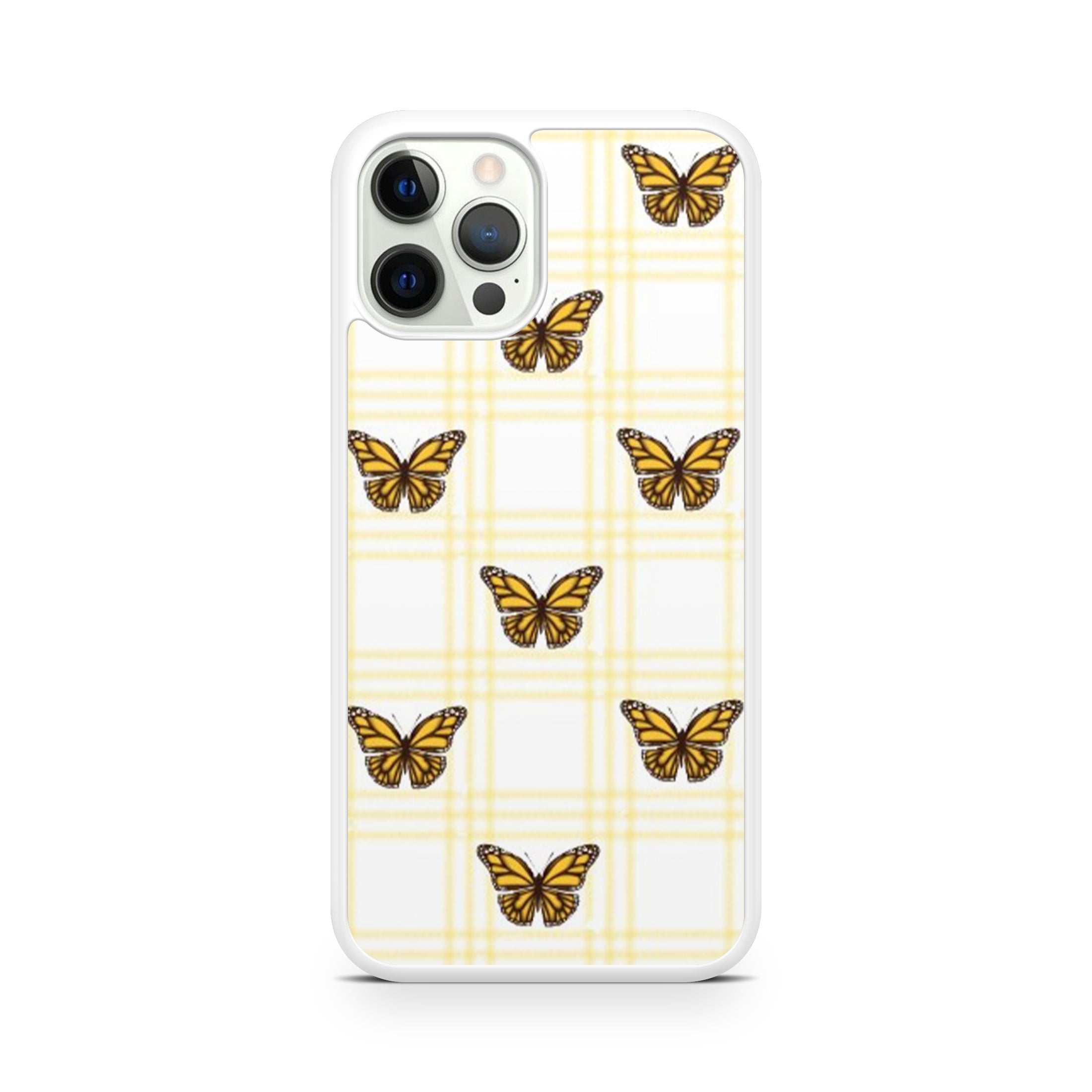 Yellow butterflies and chequered square original design phone case