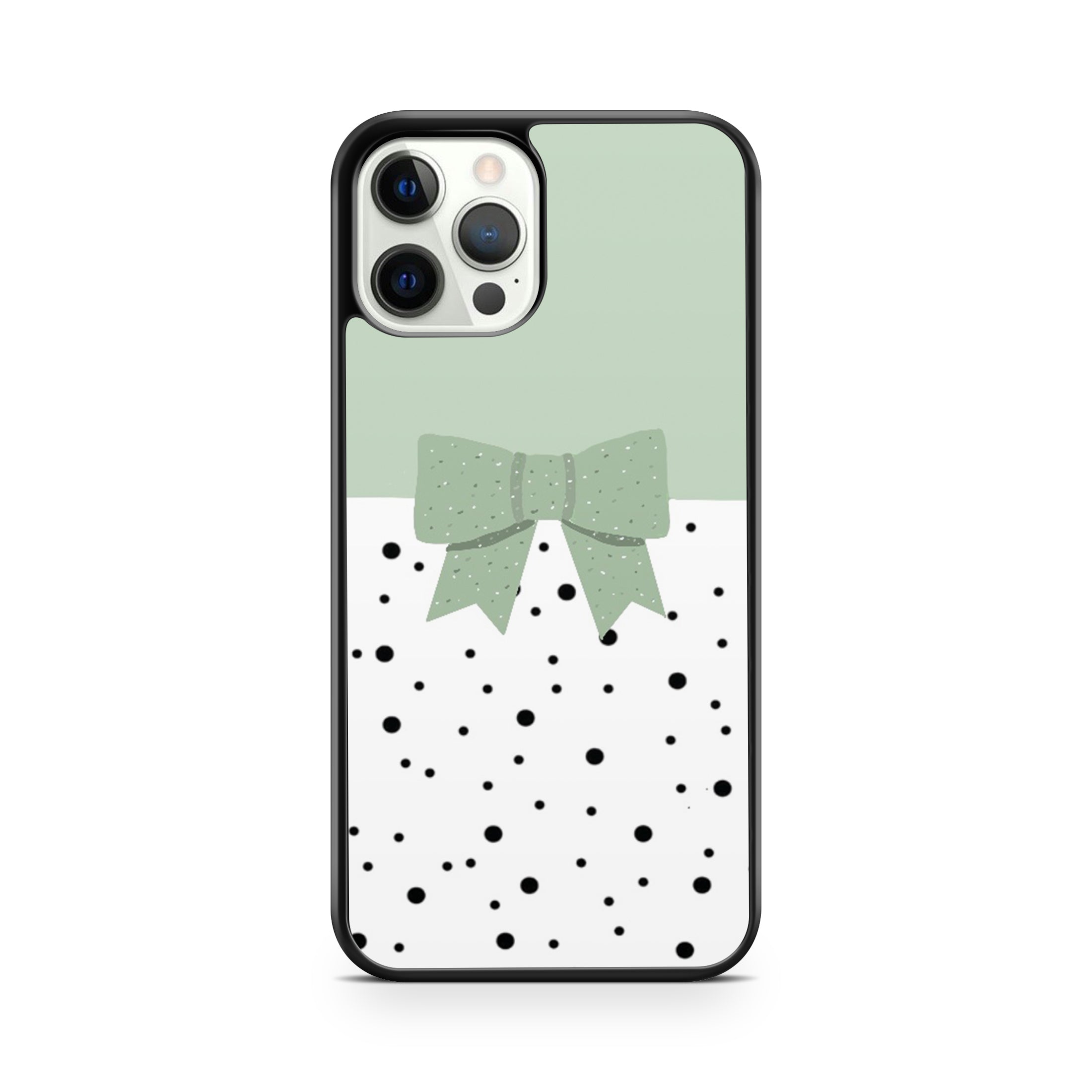 Sage green bow and spotted print phone case