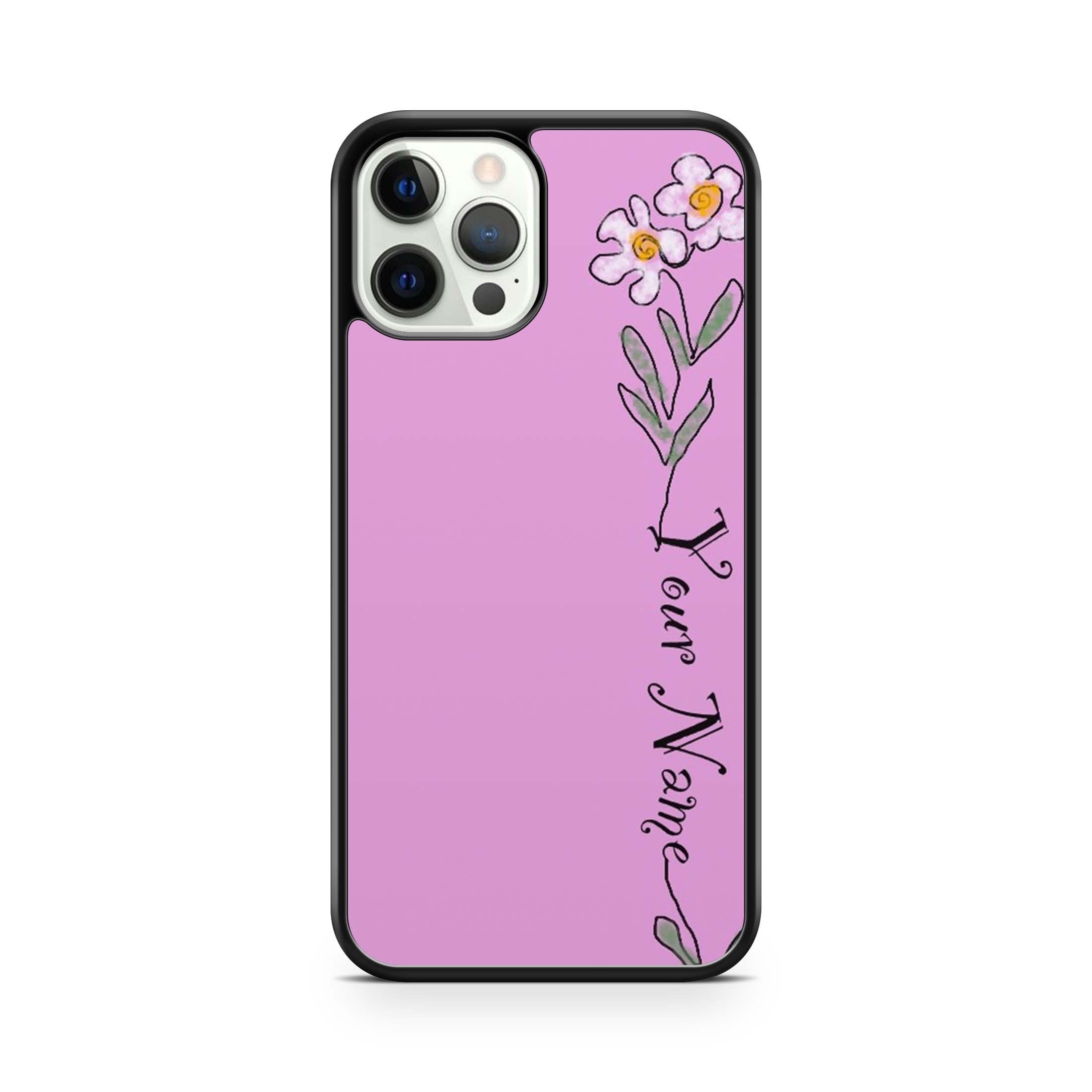 Minimalist Floral Design Personalised With Your Name Phone Case