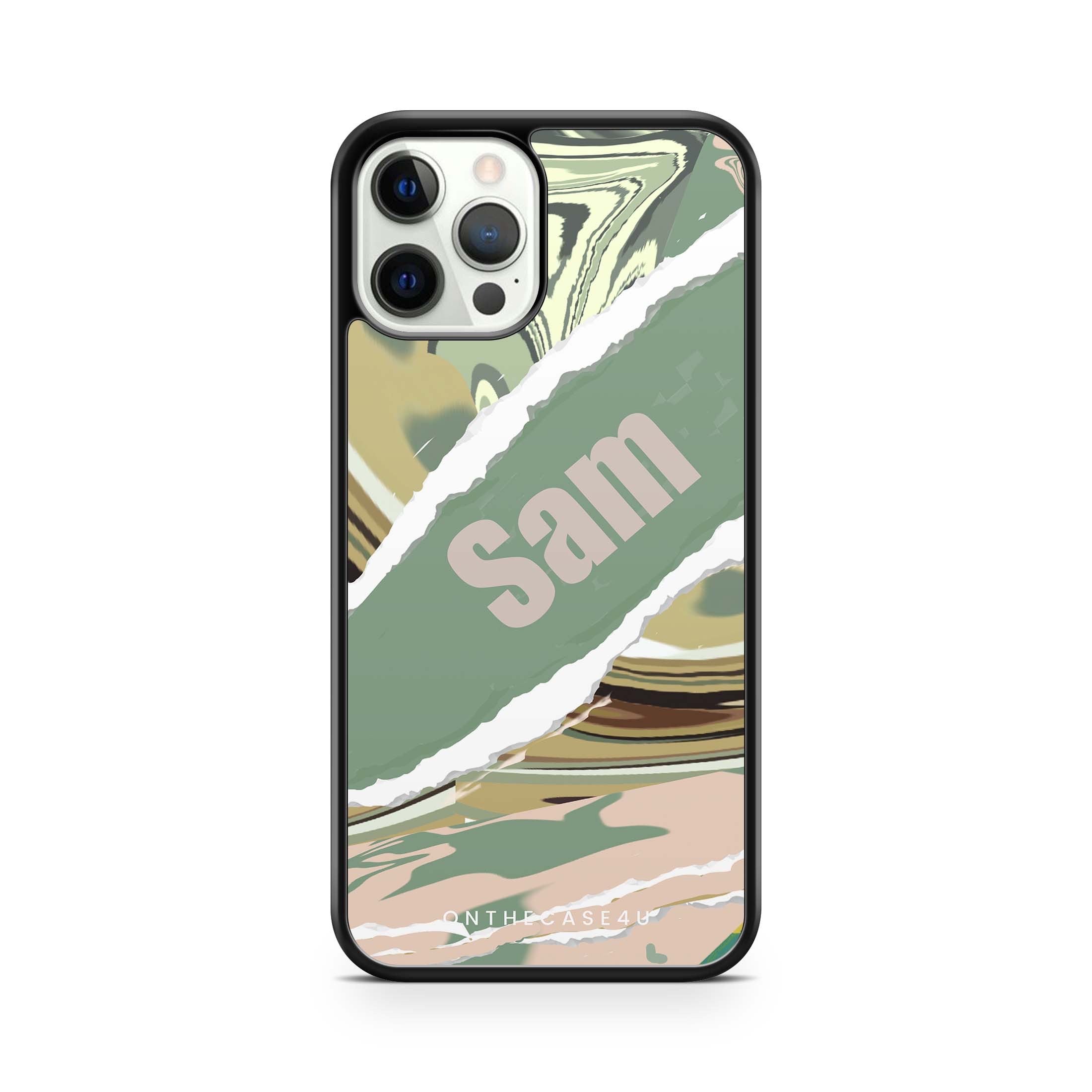 Green Camo Paper Tear Name Phone Case