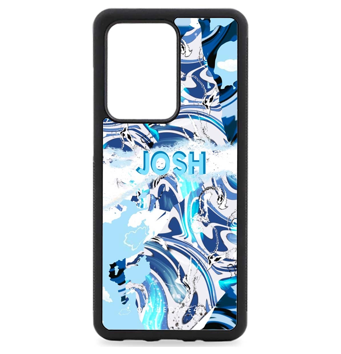 Blue Waves Patterned Custom Name Samsung Phone Case