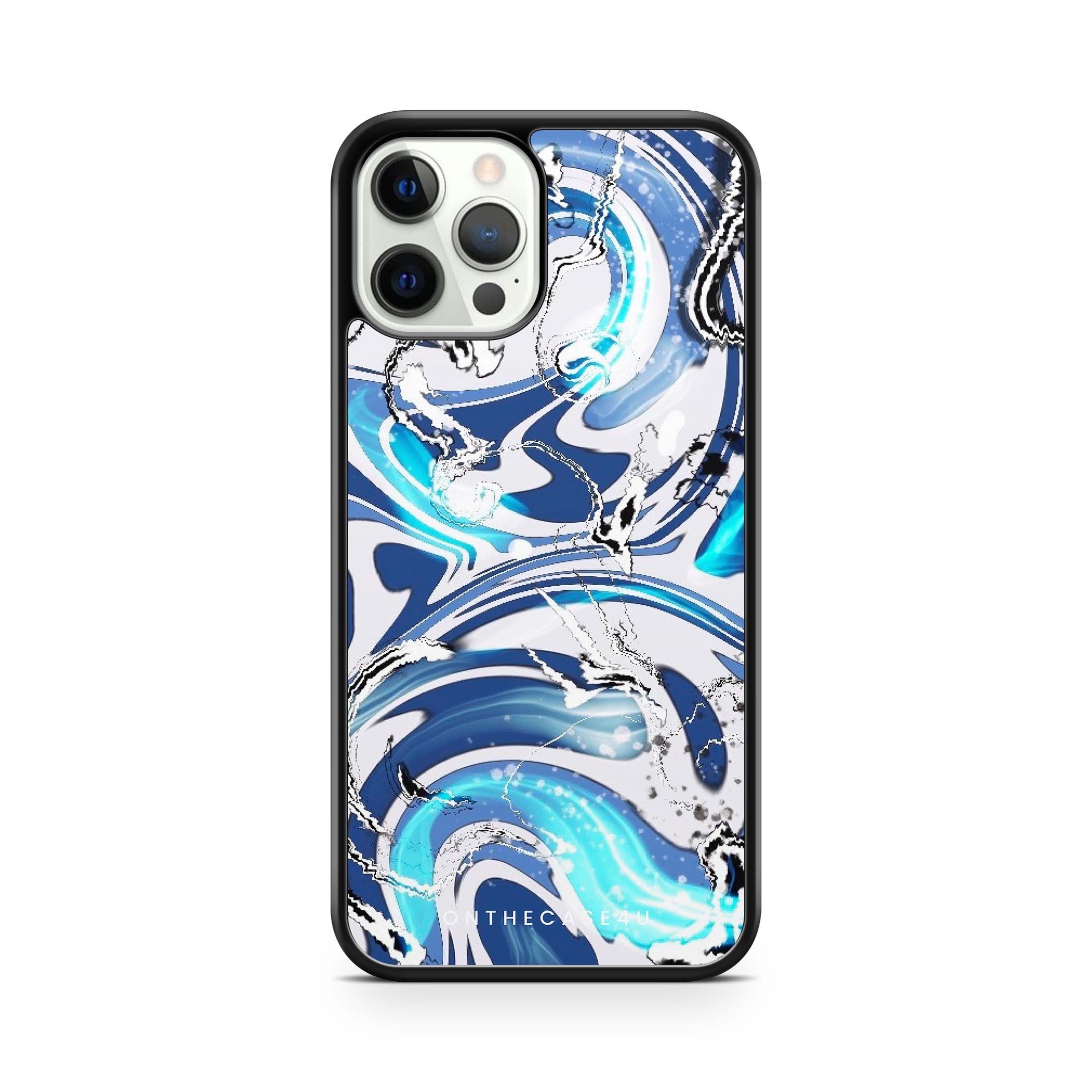 Blue Crazy Waves Patterned Phone Case