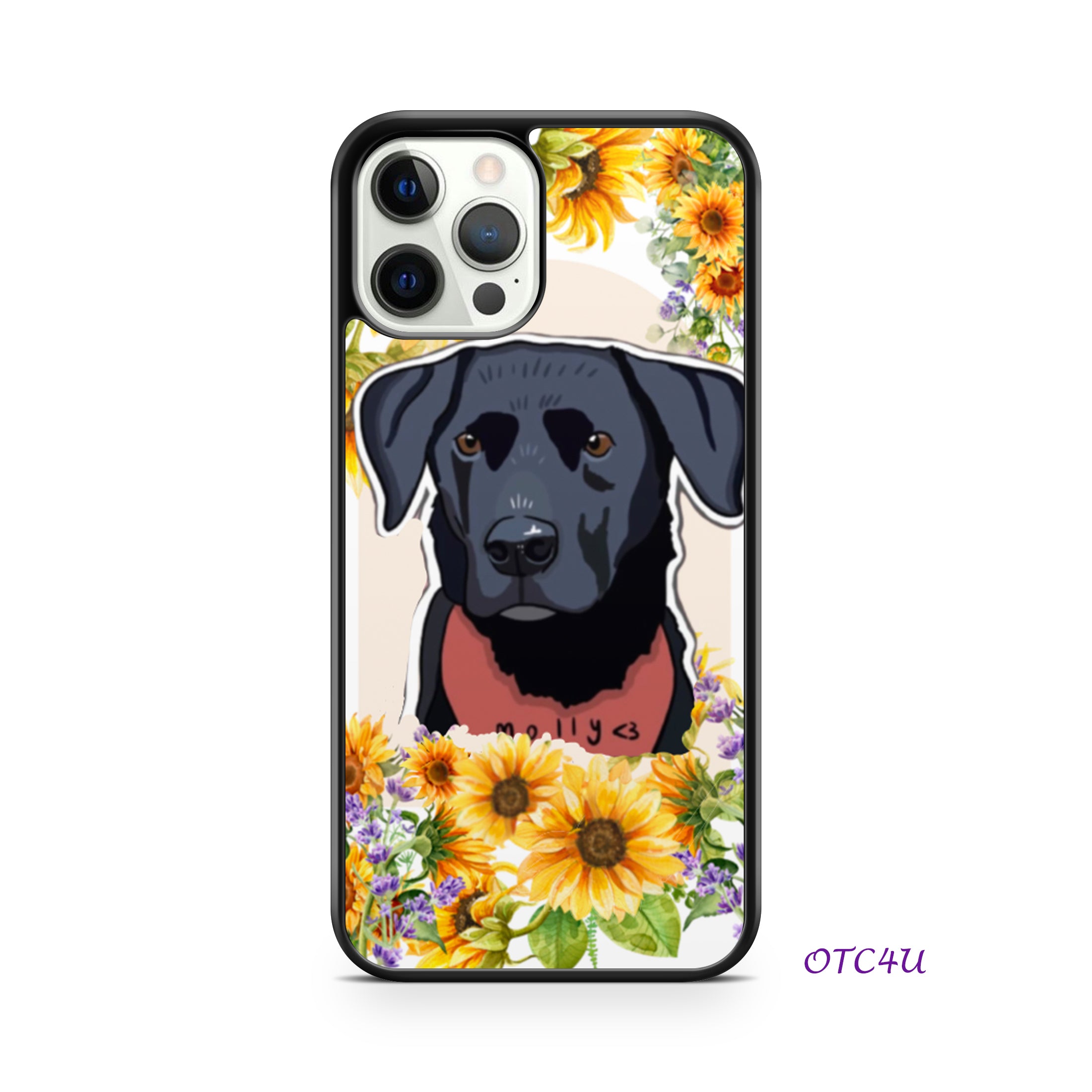Samsung Phone Case With Custom Pet Portrait and Flowers