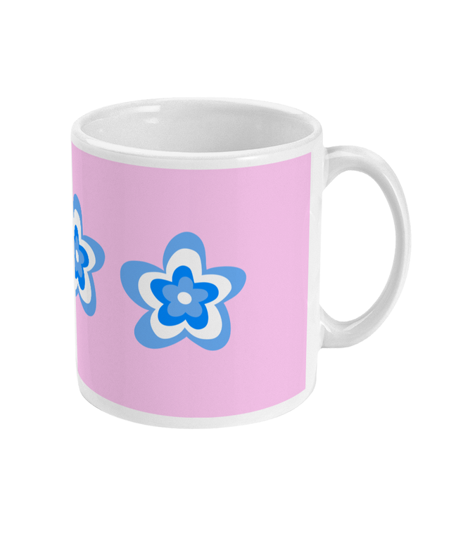 Blue Flower Patterned Mug