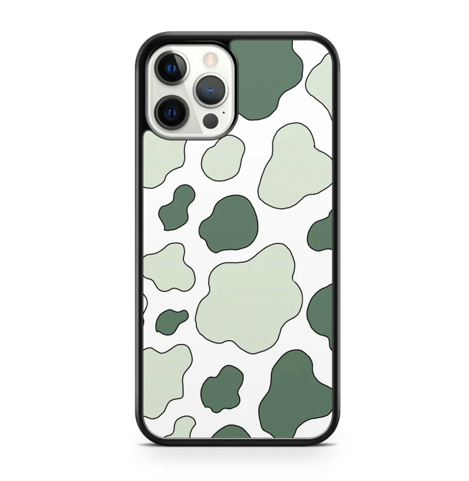 Sage green cow print phone case 