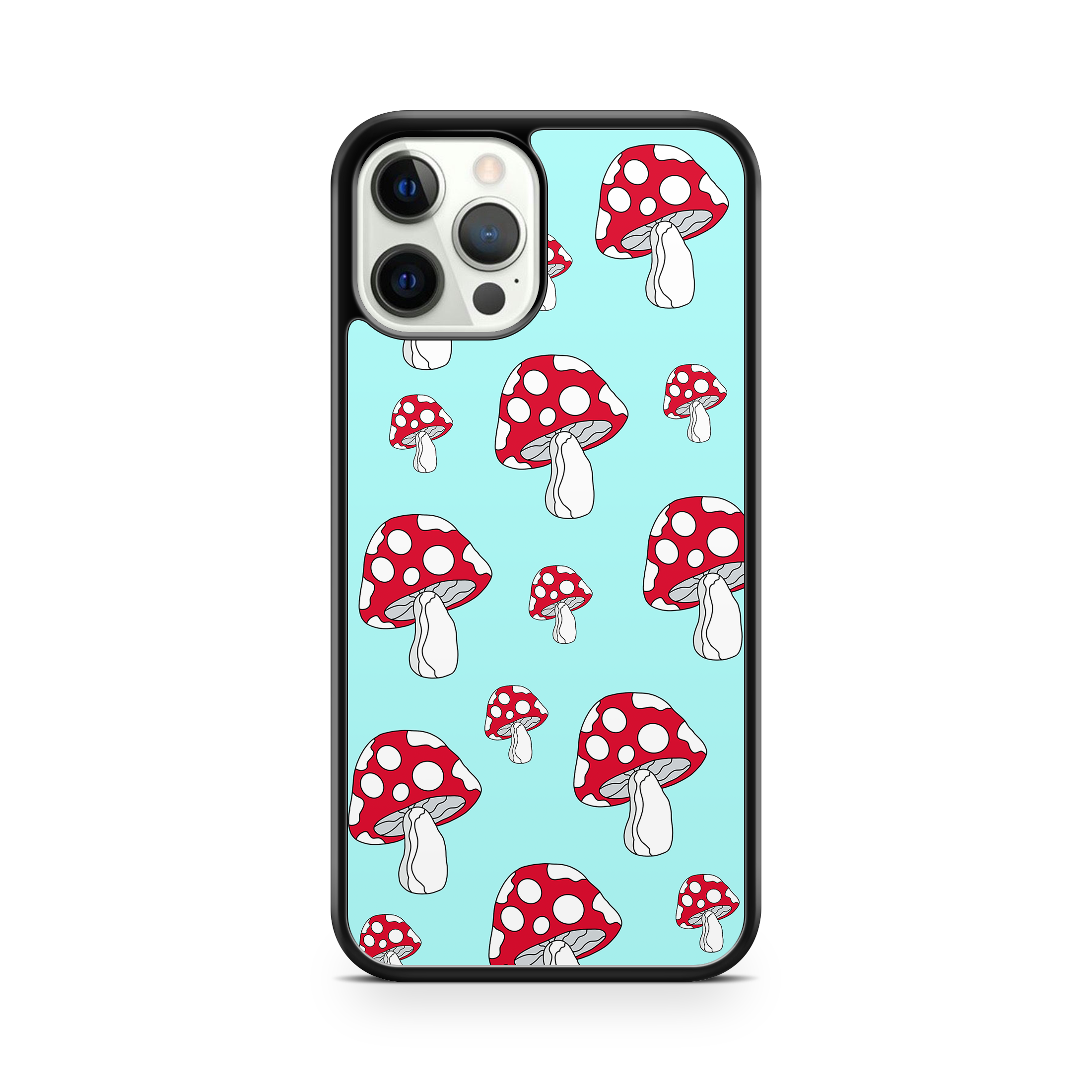 Baby blue mushroom print phone case cover