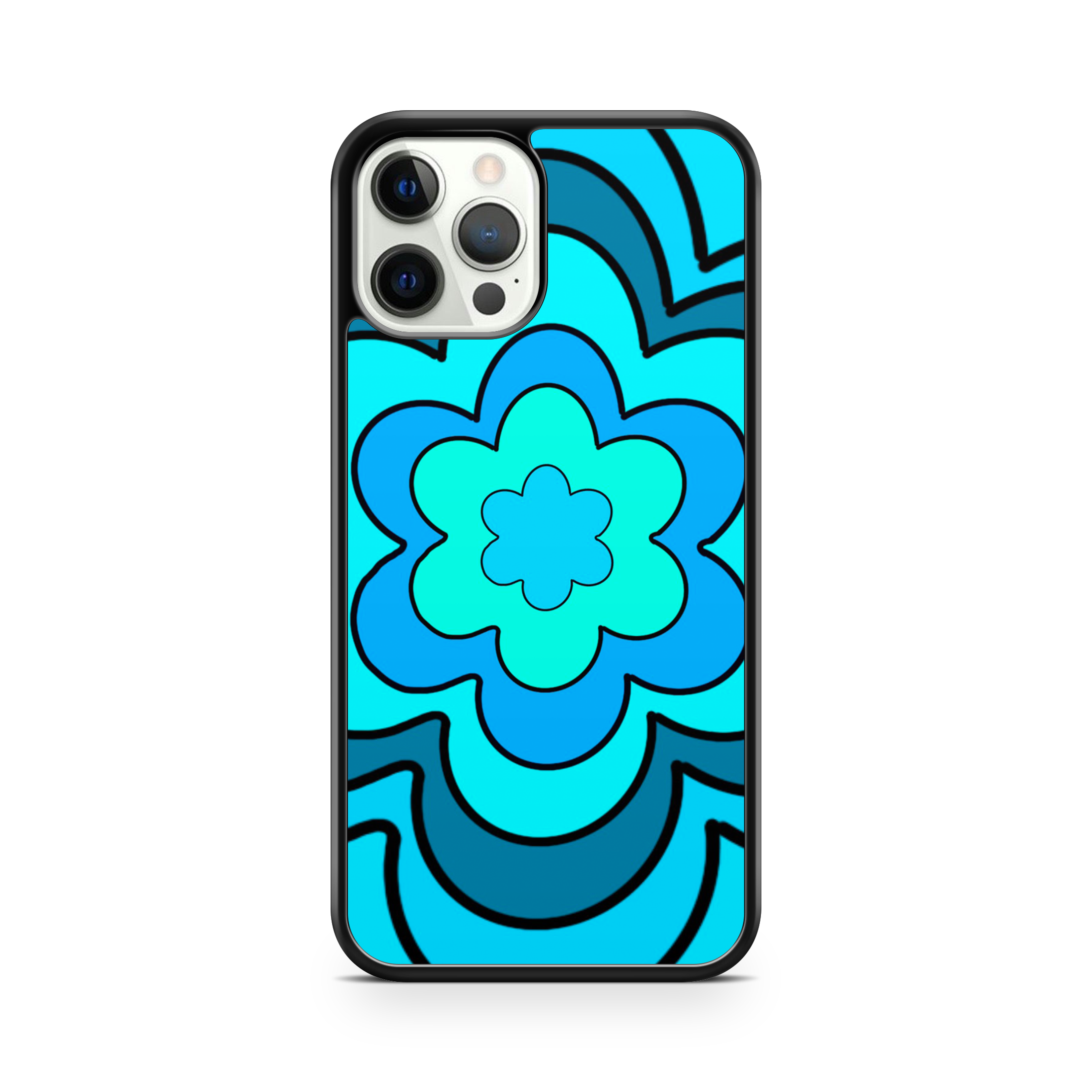 Expanding effect blue floral design for iPhone case