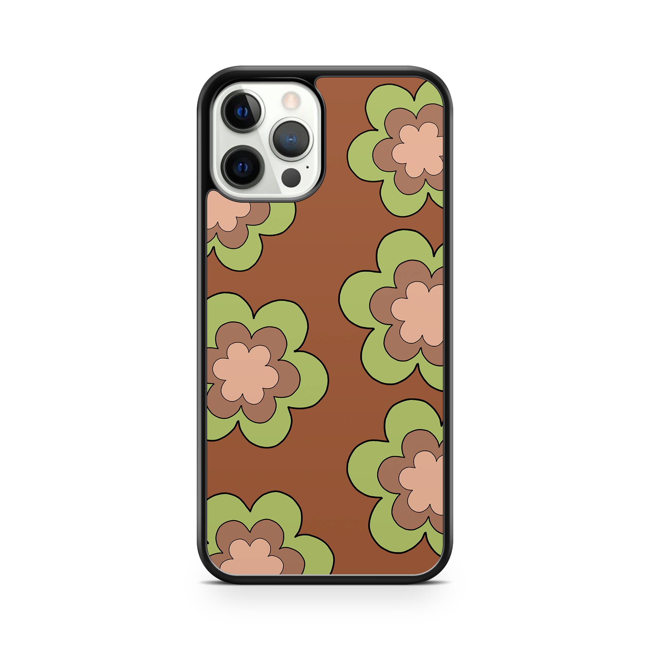 Green & Brown Flower Patterned Phone Case For IPhone & Samsung - OnTheCase4U