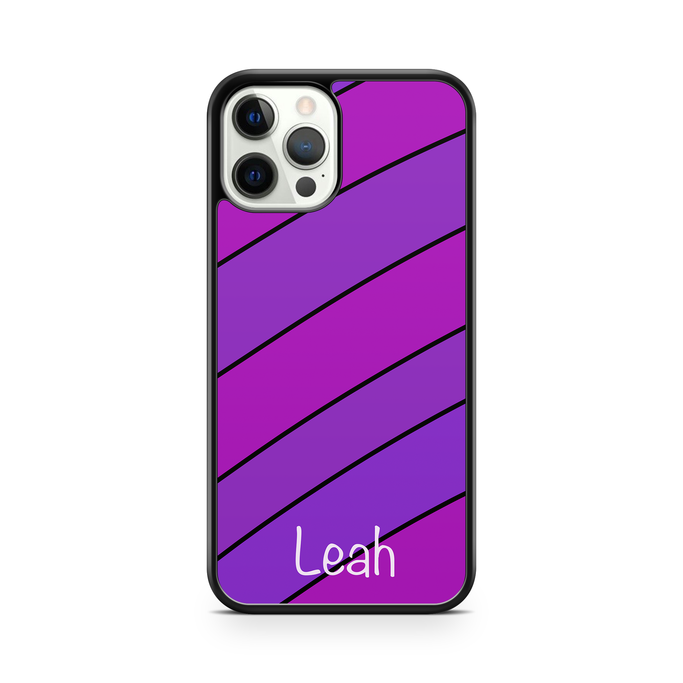 Wavy vibrant purple lines with personalised name phone case