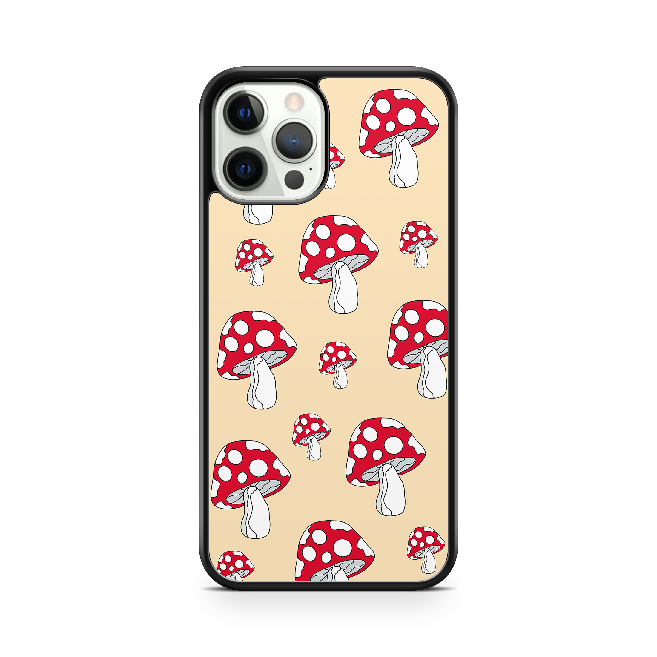 Cream colour phone case with cute toadstool images for iPhone 